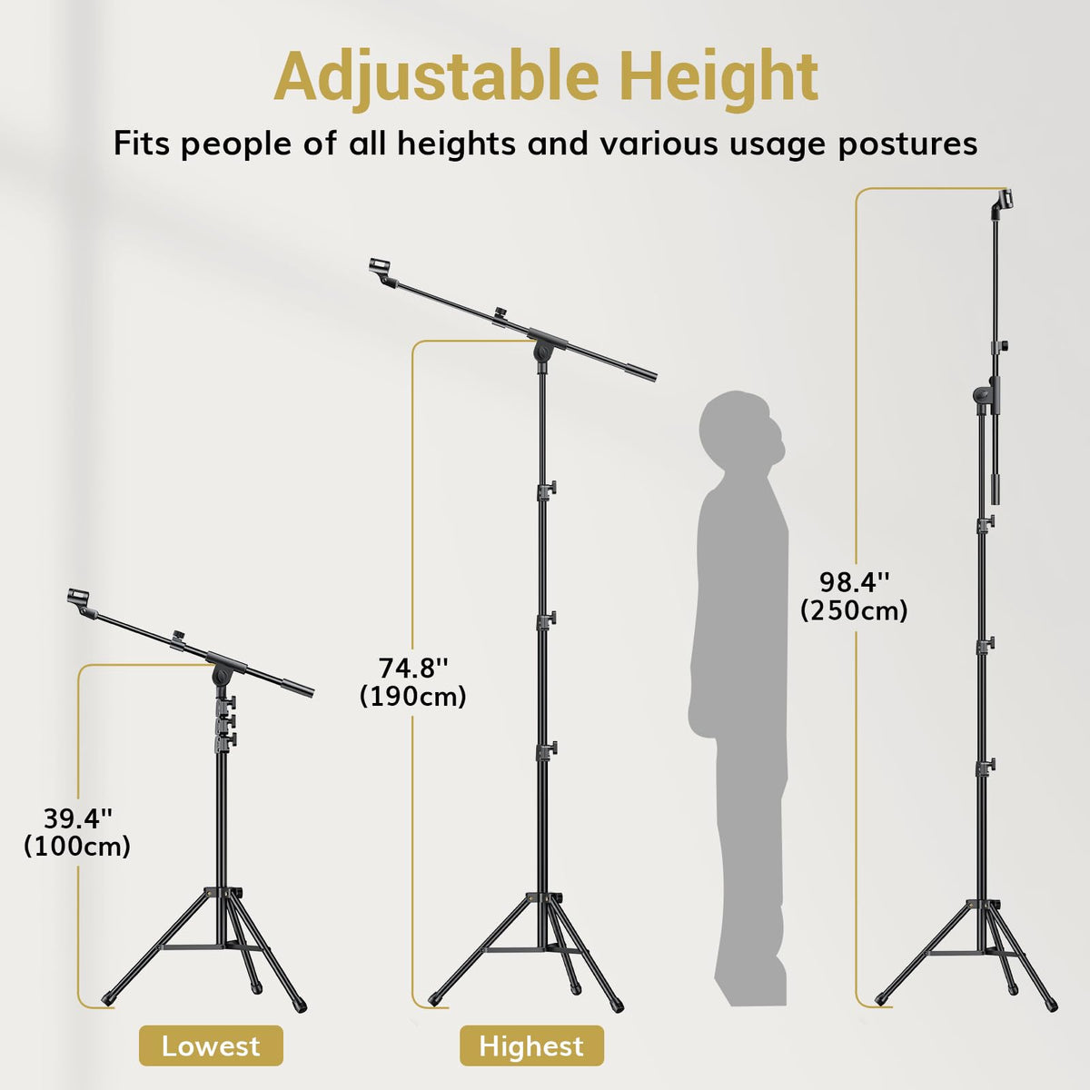 TONOR Microphone Stands Stand Tripod with Boom Arm & Tablet Holder Black DEMO
