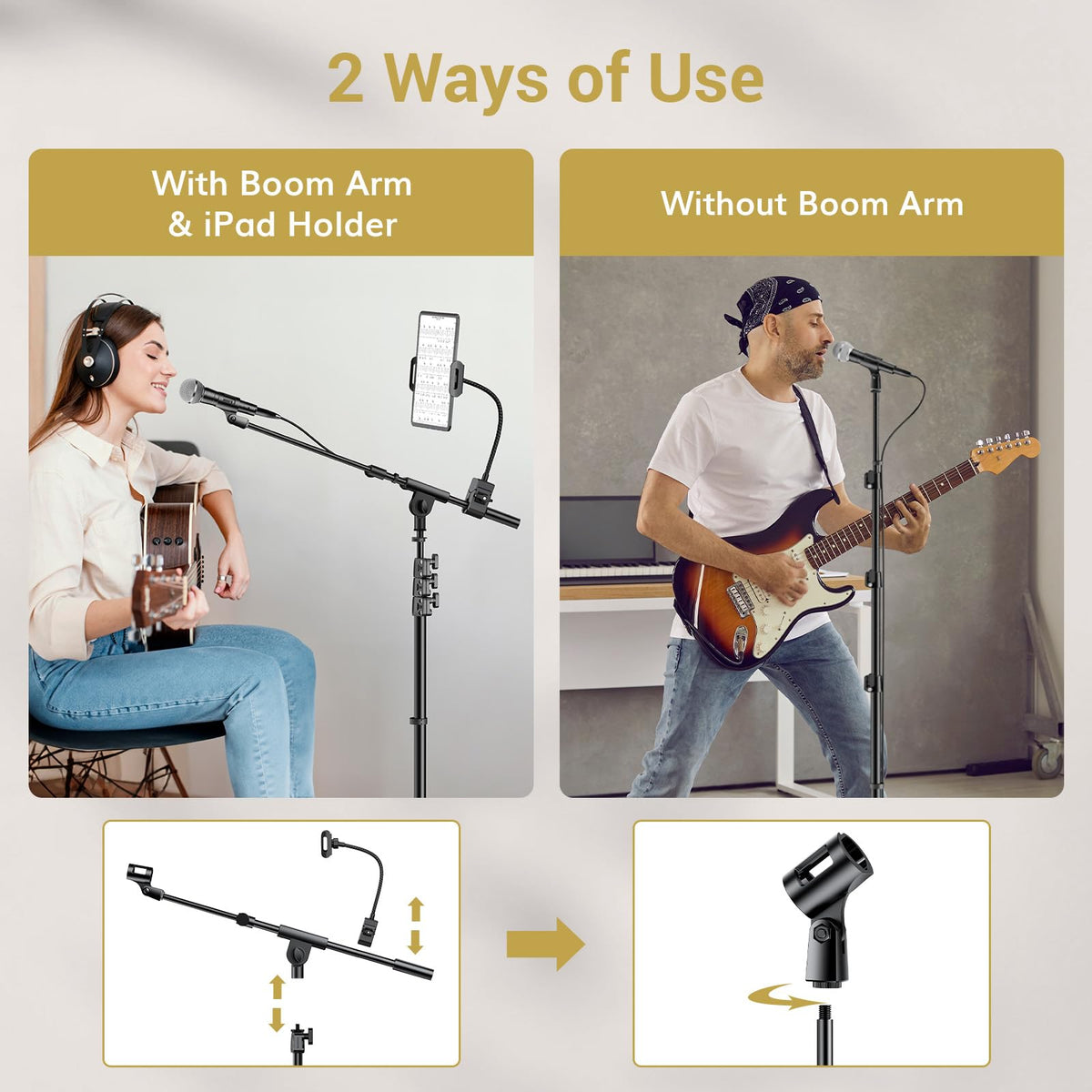 TONOR Microphone Stands Stand Tripod with Boom Arm & Tablet Holder Black DEMO