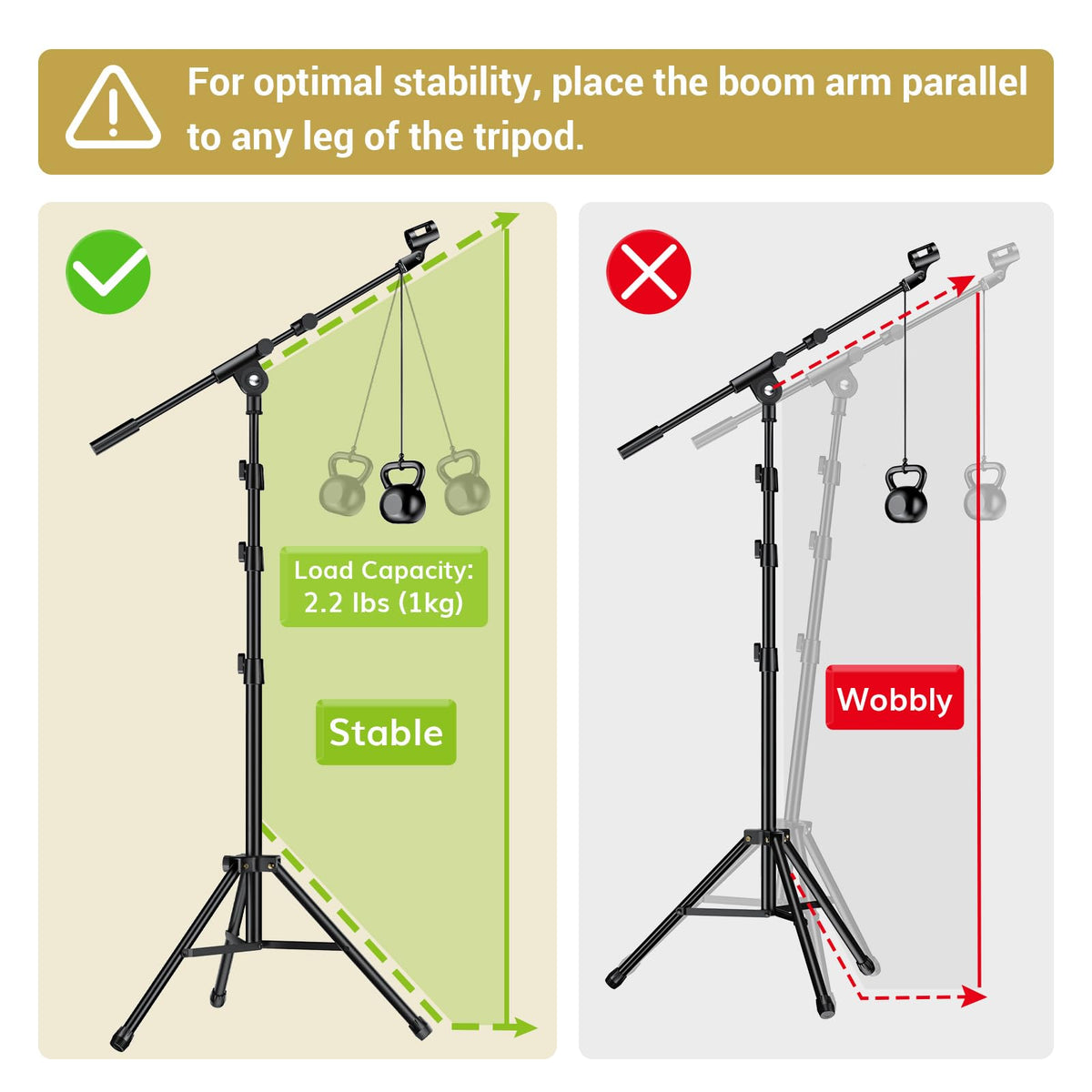 TONOR Microphone Stands Stand Tripod with Boom Arm & Tablet Holder Black DEMO