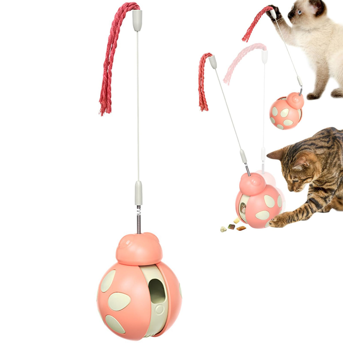 Yeanifeana Interactive Beetle Cat Toy for Indoor Cats, Pink NEW