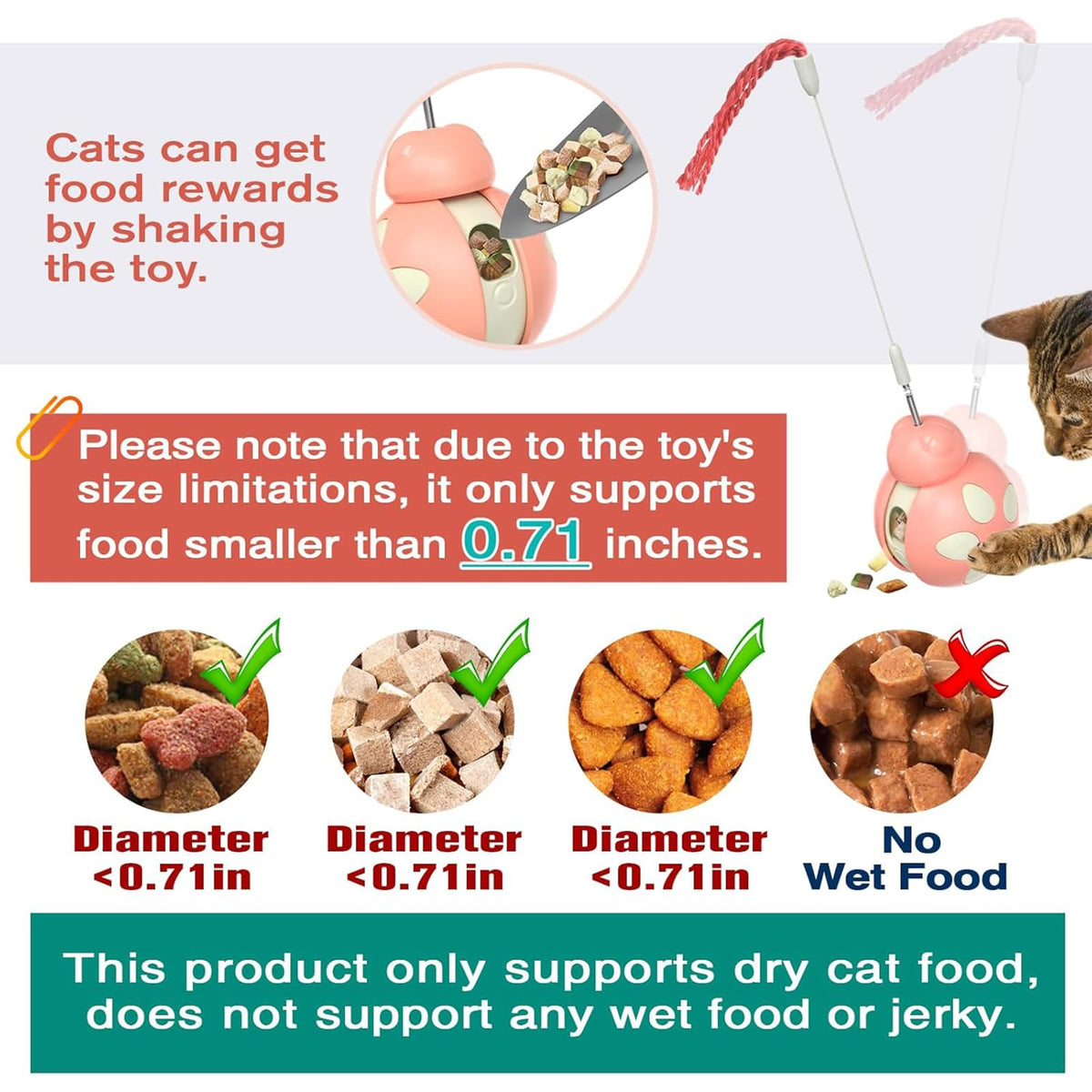 Yeanifeana Interactive Beetle Cat Toy for Indoor Cats, Pink NEW
