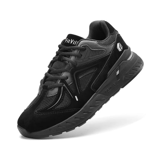 FitVille Walking Trainers with Arch Support - Jet Black Mens WIDE FIT US 14 NEW