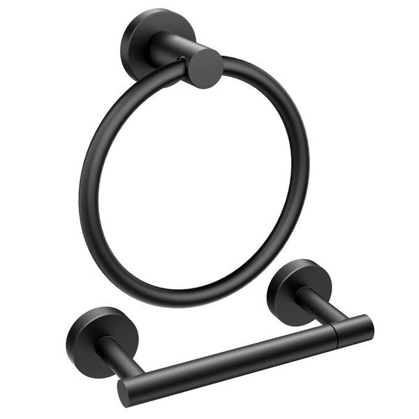 FORIOUS Matte Black Wall Mount Towel & Toilet Paper Holder - Stainless Steel NEW