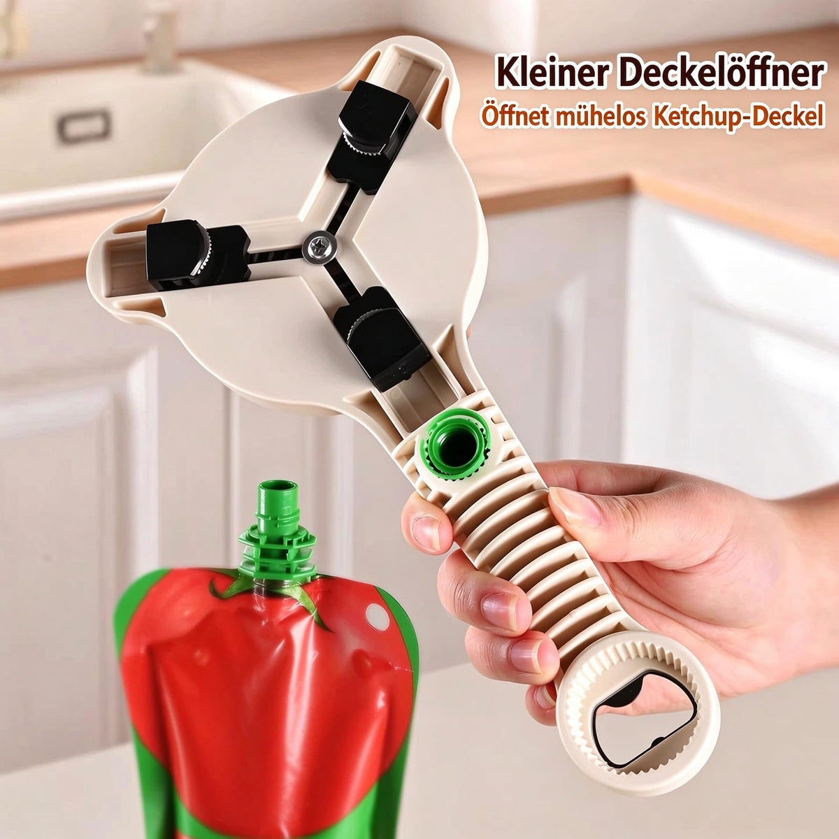 Rokuotan Manual Can Opener Adjustable Jar Lid Beige/Brown One Size NEW