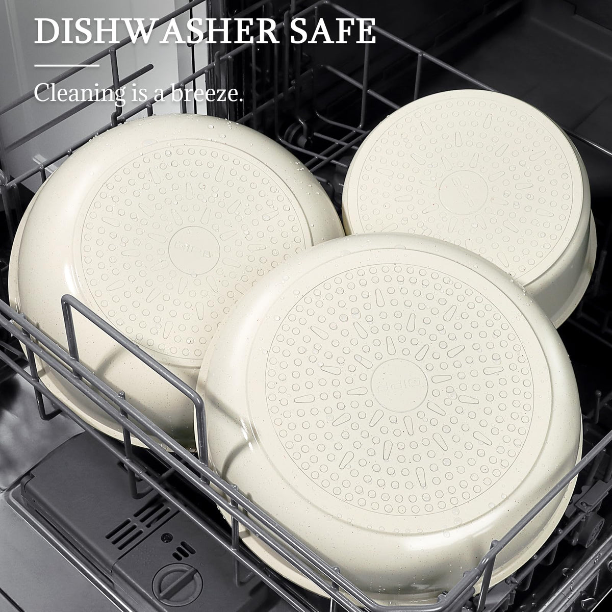 GiPP Cream Non Stick Frying Pans Set 3PCS Removable Handle Oven Safe 20/26cm NEW