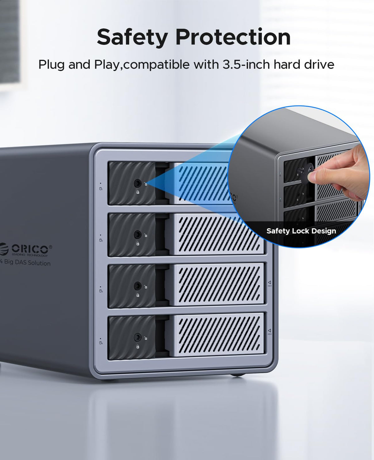 ORICO USB Enclosures 3.0 4 Bay Hard Drive Enclosure External Storage Space NEW