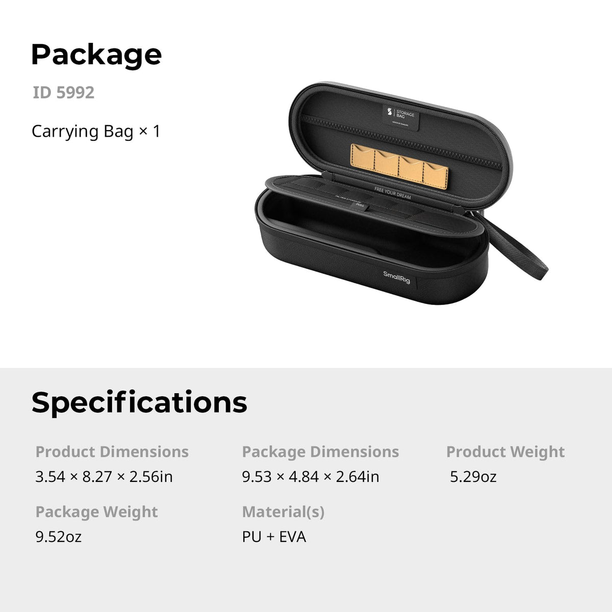 SMALLRIG Portable Protective Carrying Case for DJI Pocket Black Size 21cm NEW