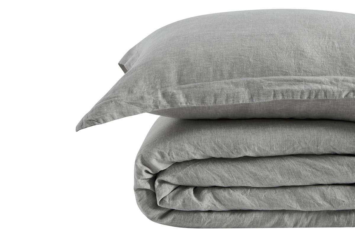 Matt Blatt Gabriel French Linen Chambray Duvet Cover - Grey KING Bed NEW