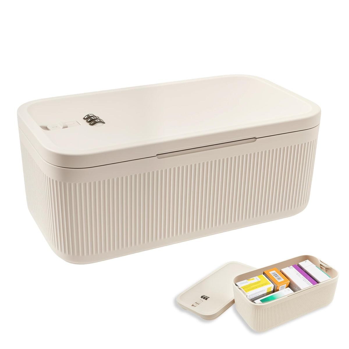 MFAUCAZB Lockable Medication Storage Box Safe - Beige DEMO