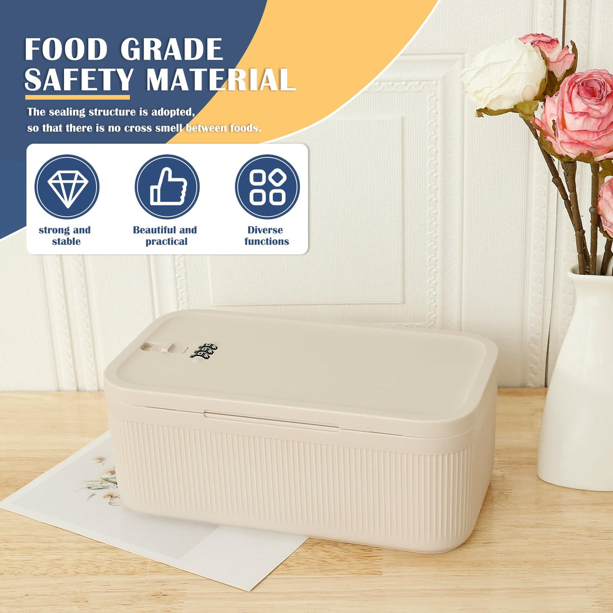 MFAUCAZB Lockable Medication Storage Box Safe - Beige DEMO