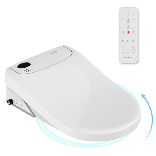 AQUATIZ D-Shaped Electric Bidet Toilet Seat White Auto Open Close NEW