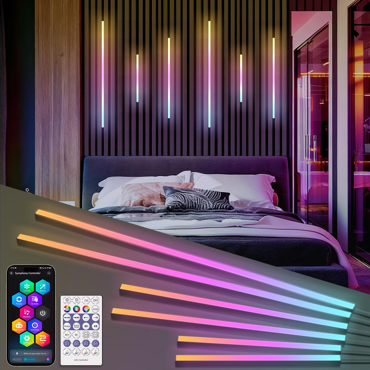 Lichaser RGB+IC LED Strips LED Recessed Lighting Kit Acoustic Wall Panels NEW