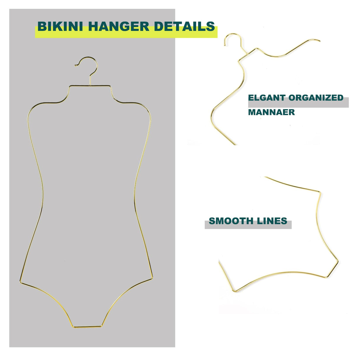 Gold Metal Bikini Hanger Full Body Shape Clothing Storage With Hooks NEW