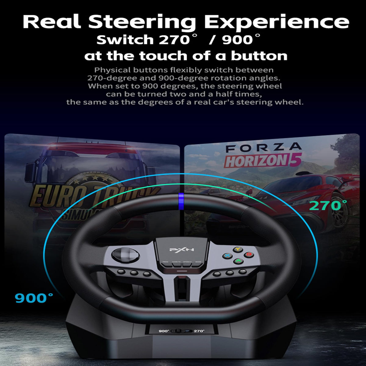 PXN V9 Controllers Gen2 Racing Wheel with Pedals and Shifter 270/900° DEMO