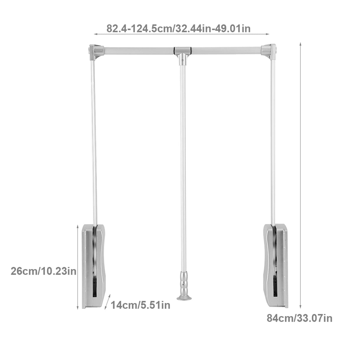 Fdit Adjustable Pull Down Wardrobe Rail 830-1150mm Storage NEW