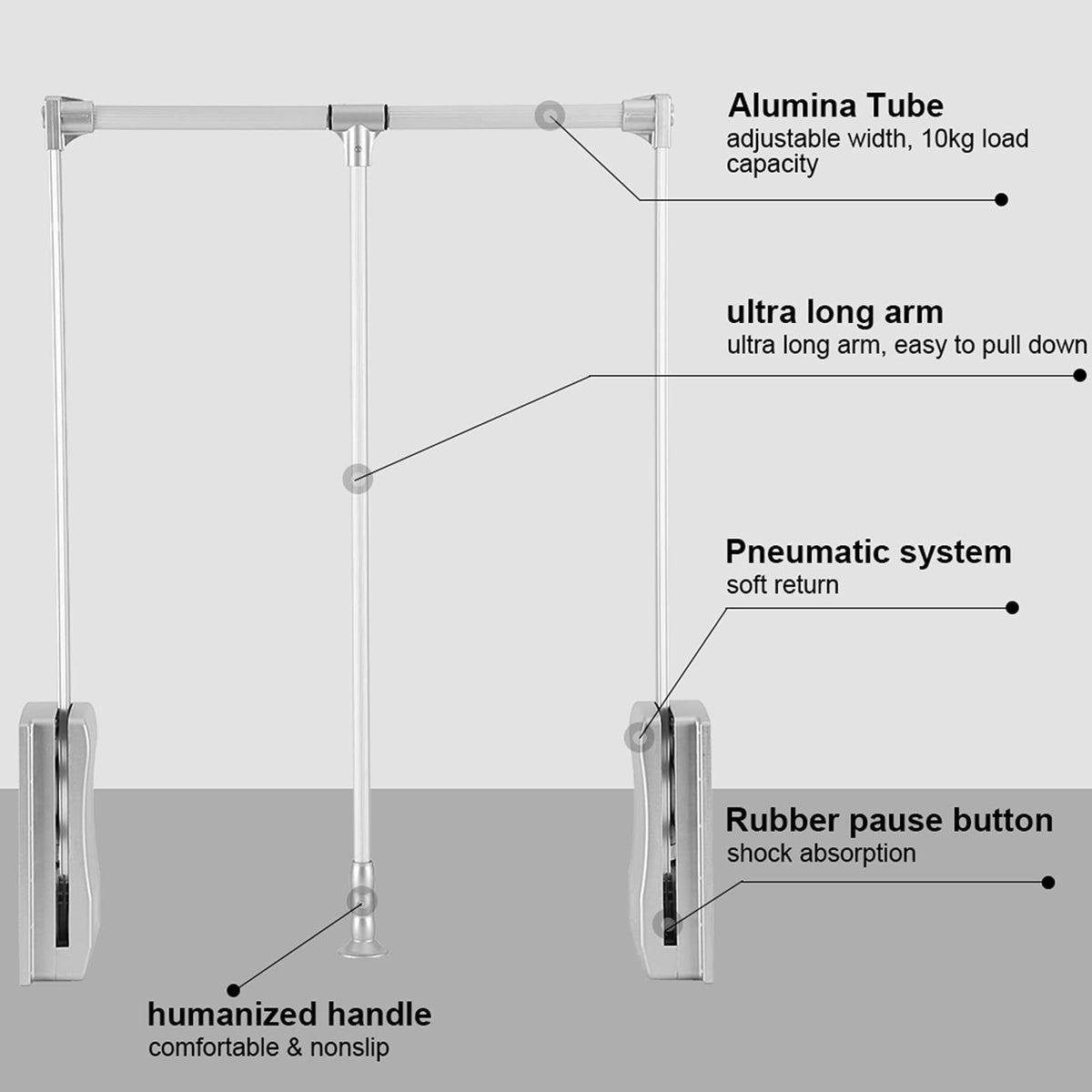 Fdit Adjustable Pull Down Wardrobe Rail 830-1150mm Storage NEW
