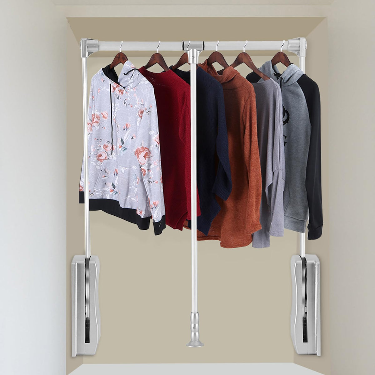 Fdit Adjustable Pull Down Wardrobe Rail 830-1150mm Storage NEW