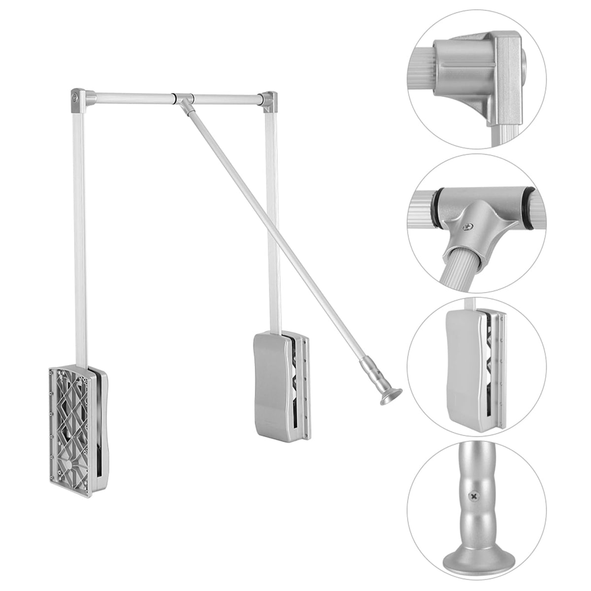 Fdit Adjustable Pull Down Wardrobe Rail 830-1150mm Storage NEW