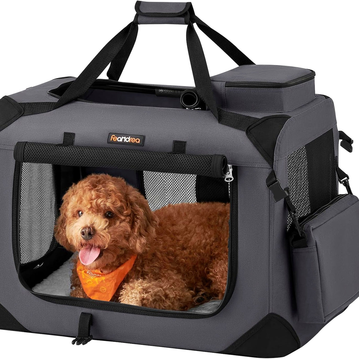 Feandrea Collapsible Soft-Sided Carriers Soft Dog Crate Portable Pet Grey NEW