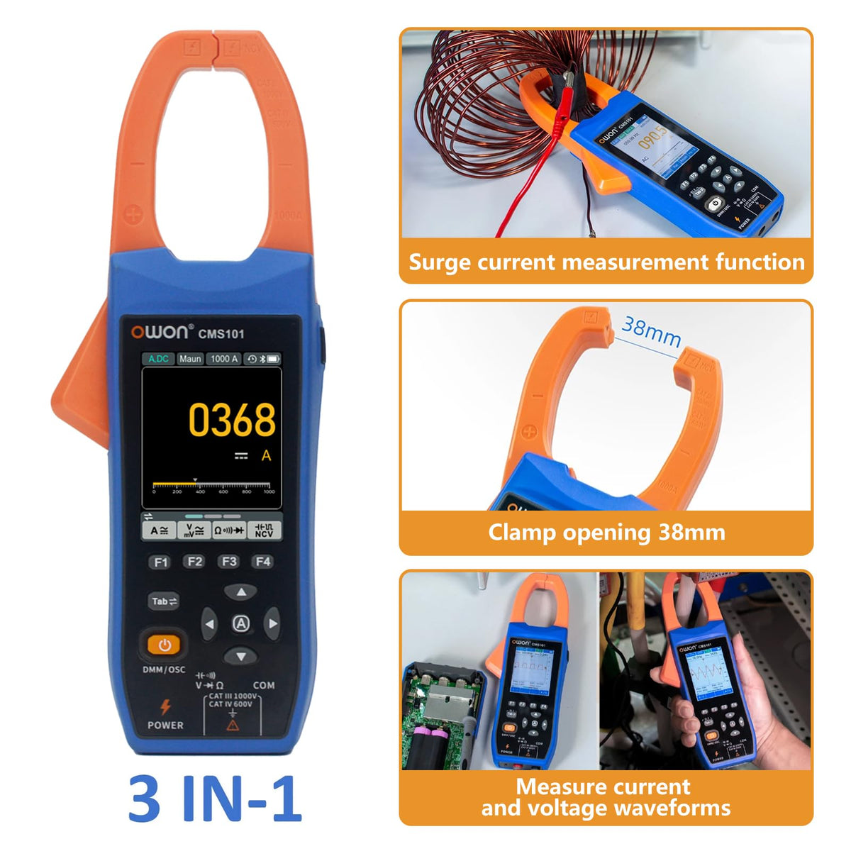 OWON CMS101 Multi Testers 3-in-1 Digital Clamp Meter Oscilloscope Blue Black NEW