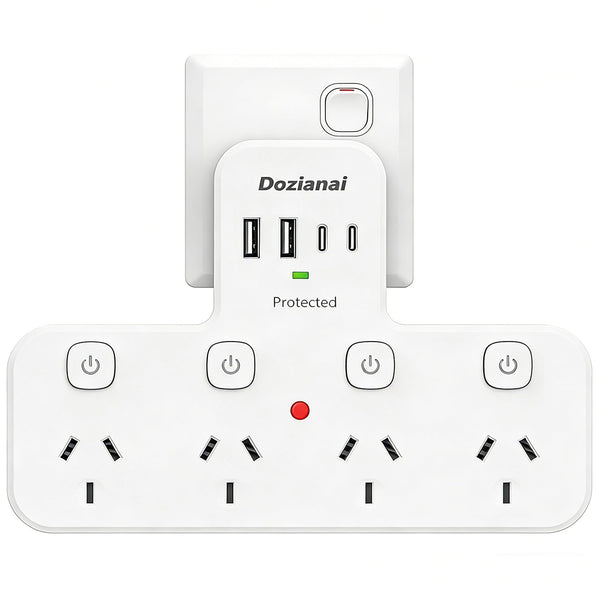 Dozianai Power Strip with USB-C, 4 Outlets & Surge Protector White NEW