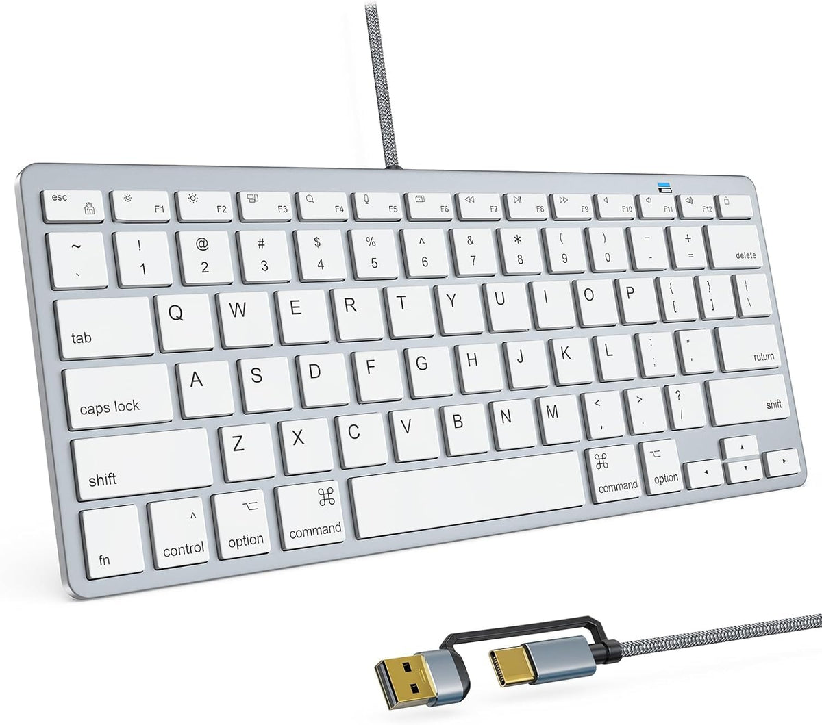 QUAGGY Ultra-Slim Keyboards Wired Keyboard for Mac USB-C Silver NEW