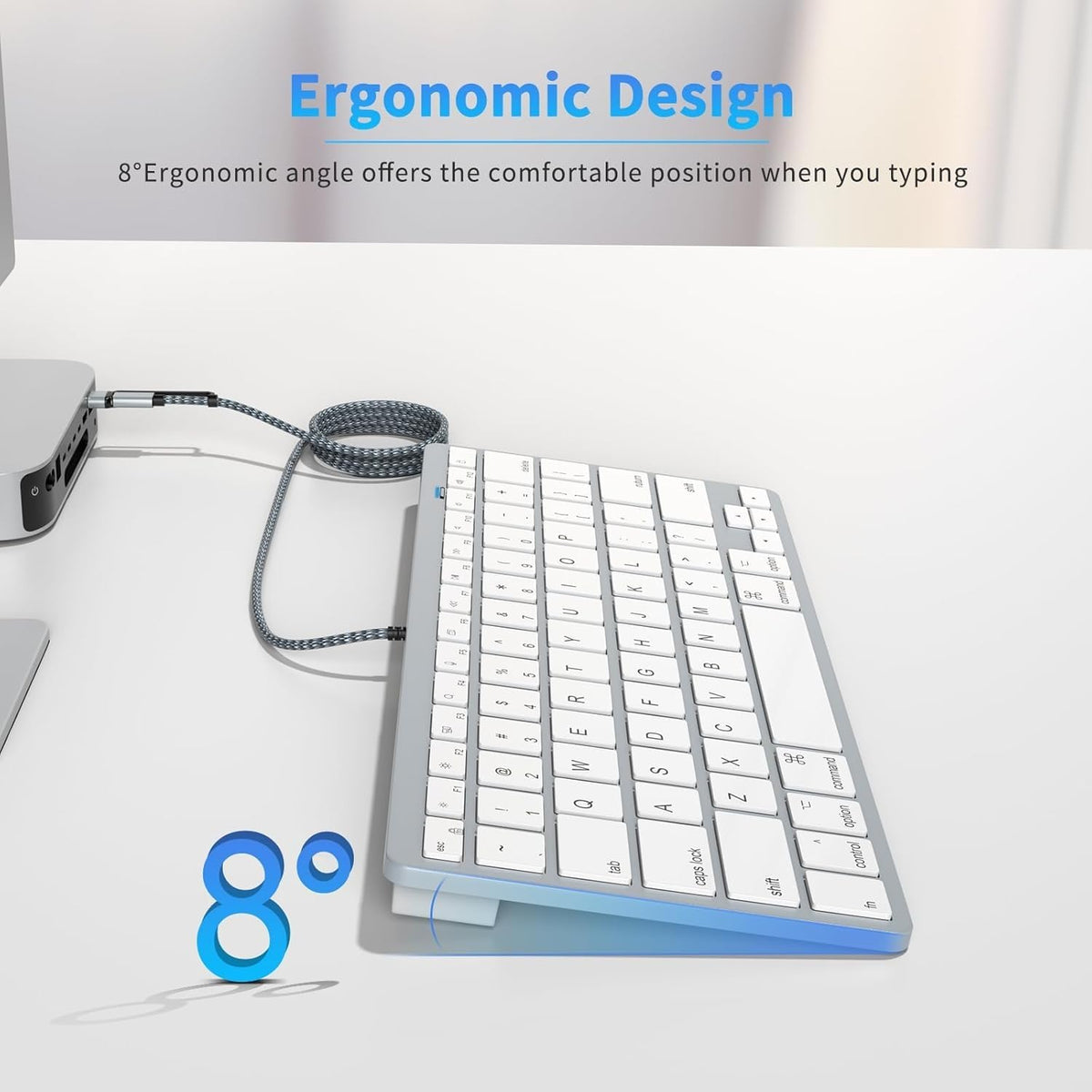QUAGGY Ultra-Slim Keyboards Wired Keyboard for Mac USB-C Silver NEW