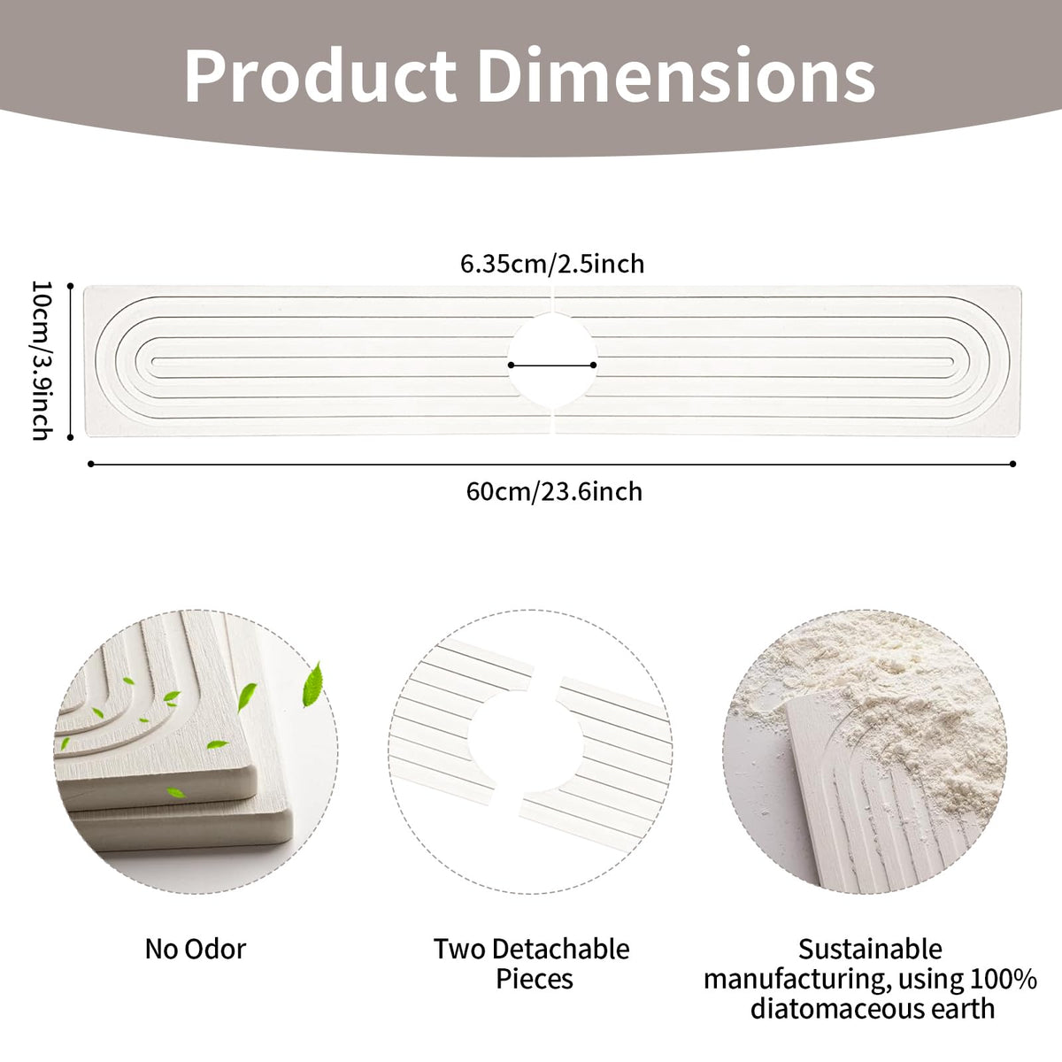 Koyocaarr White Diatomaceous Earth Kitchen Stone Sink Mat 20cm x 10cm NEW