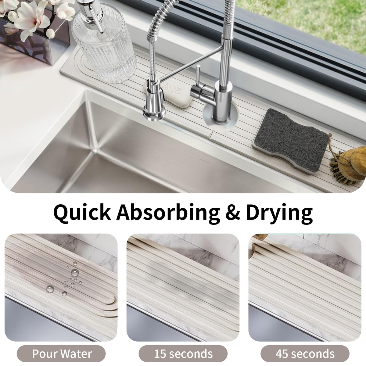 Koyocaarr White Diatomaceous Earth Kitchen Stone Sink Mat 20cm x 10cm NEW
