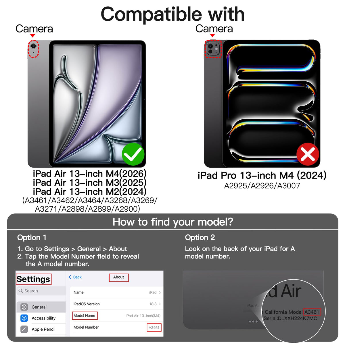 JETech 360° Cases Rotating Purple Case for iPad Air 13" M4/M3/M2 NEW