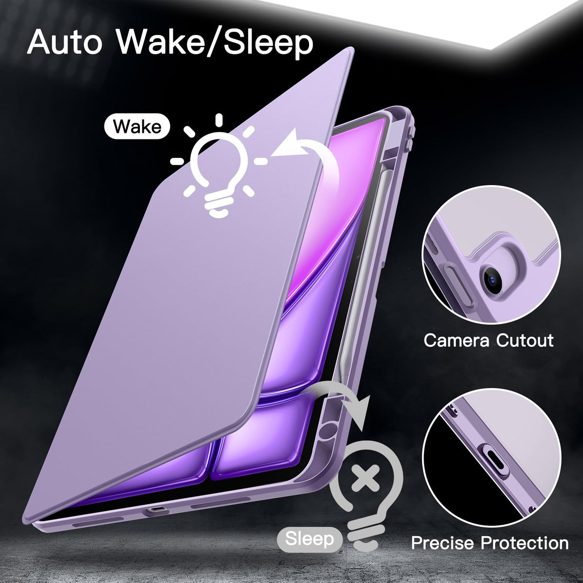 JETech 360° Cases Rotating Purple Case for iPad Air 13" M4/M3/M2 NEW