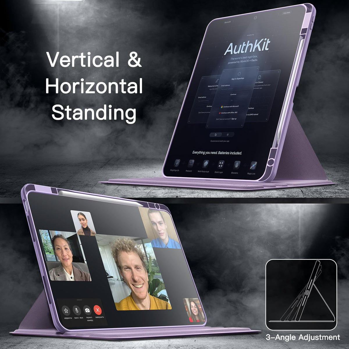 JETech 360° Cases Rotating Purple Case for iPad Air 13" M4/M3/M2 NEW