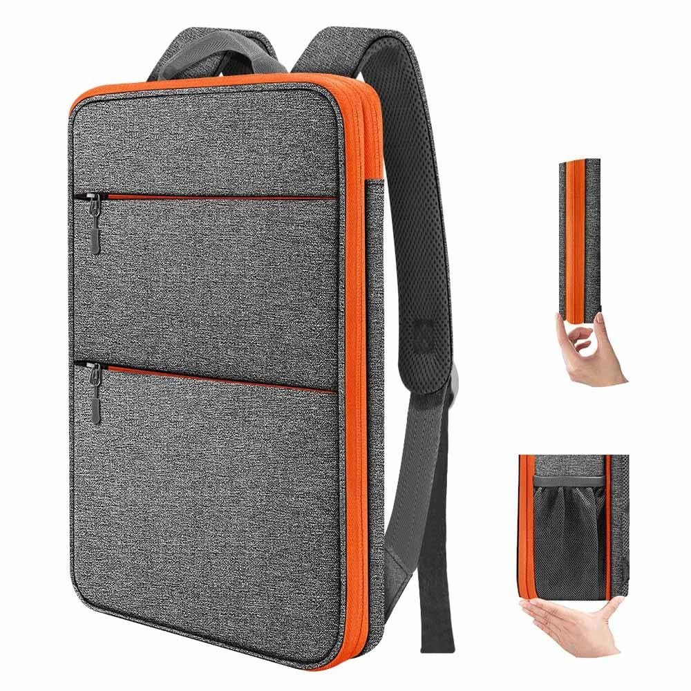 ZINMARK 15.6" Backpacks Slim Expandable Laptop Backpack Gray Orange NEW