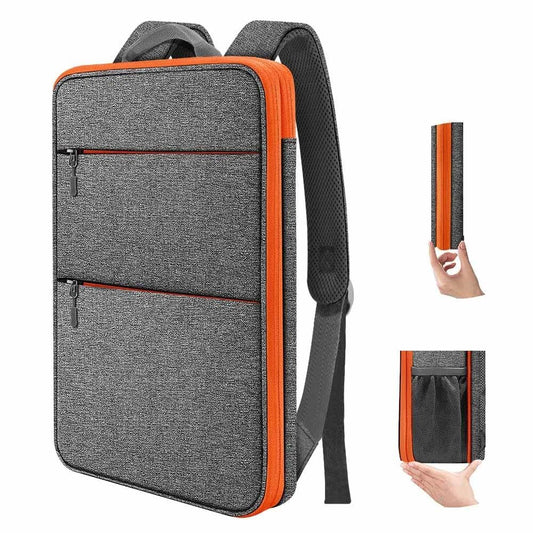 ZINMARK 15.6" Backpacks Slim Expandable Laptop Backpack Gray Orange NEW