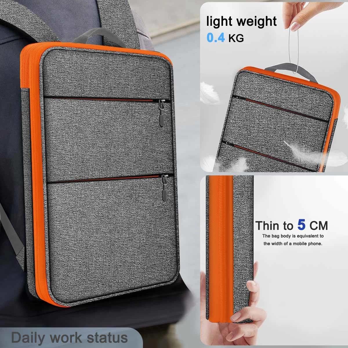 ZINMARK 15.6" Backpacks Slim Expandable Laptop Backpack Gray Orange NEW