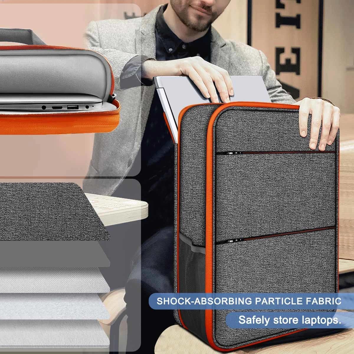 ZINMARK 15.6" Backpacks Slim Expandable Laptop Backpack Gray Orange NEW