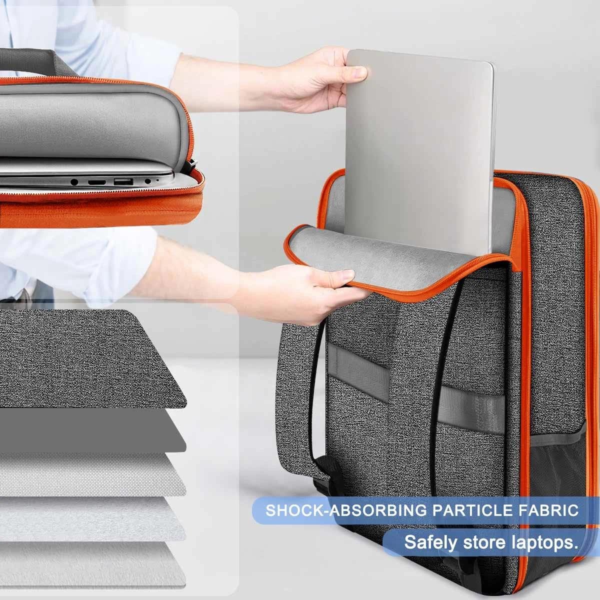 ZINMARK 15.6" Backpacks Slim Expandable Laptop Backpack Gray Orange NEW