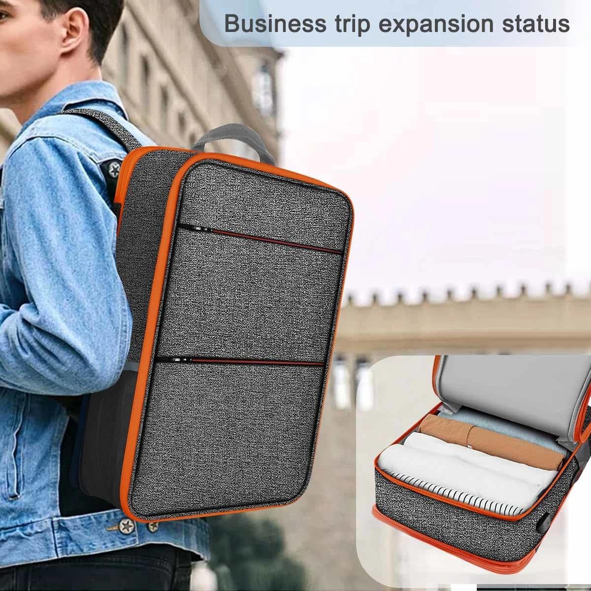 ZINMARK 15.6" Backpacks Slim Expandable Laptop Backpack Gray Orange NEW