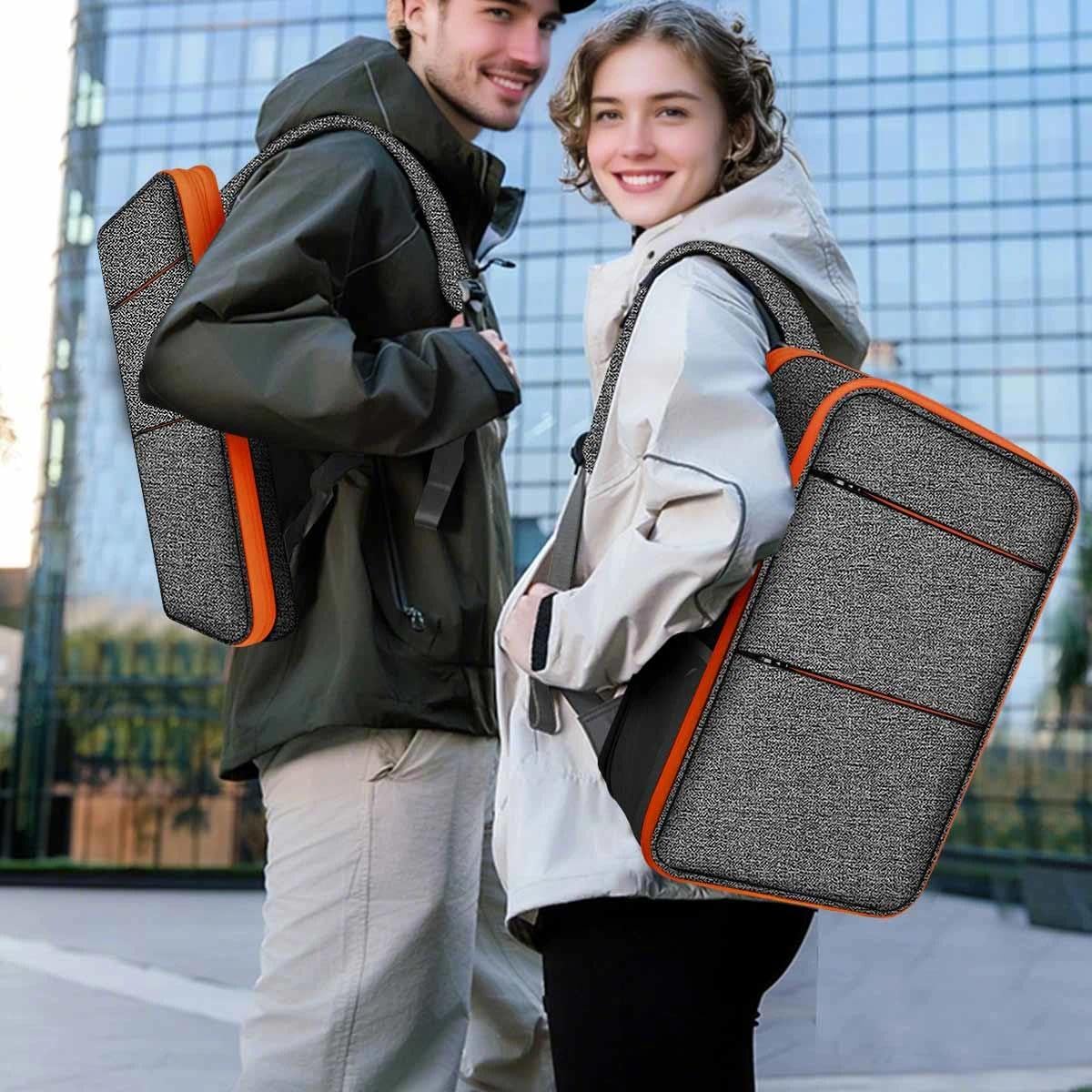 ZINMARK 15.6" Backpacks Slim Expandable Laptop Backpack Gray Orange NEW