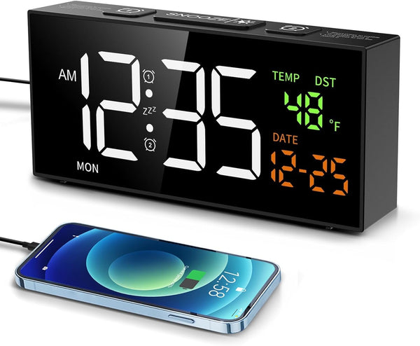 Nineway Digital Alarm Clock with Date Temperature Display Black NEW