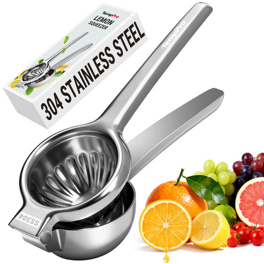 TempPro Stainless Steel Manual Citrus Juicer Hand Press - Silver NEW