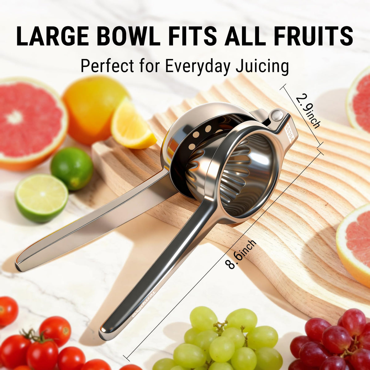 TempPro Stainless Steel Manual Citrus Juicer Hand Press - Silver NEW