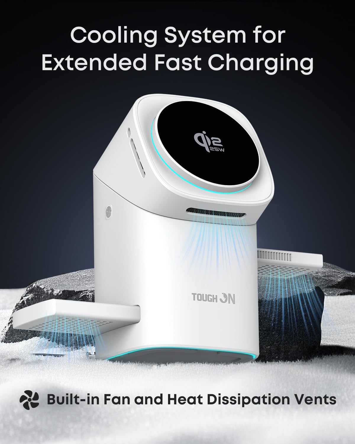 TOUGH ON Induction Chargers Qi2.2 3-in-1 Wireless Charger MagSafe White NEW