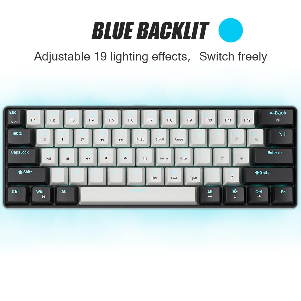 abucow Mechanical Gaming Keyboard Brown Switch Wired White-Black DEMO