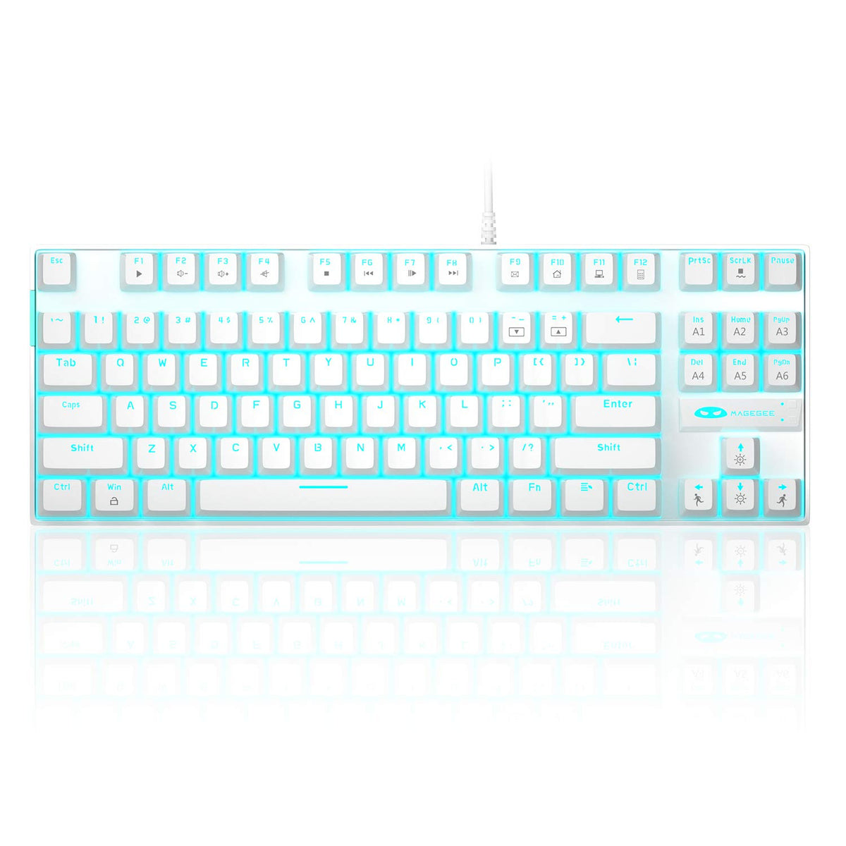 MageGee MK-Star Keyboards 87 Key Mechanical Gaming Keyboard White Blue DEMO