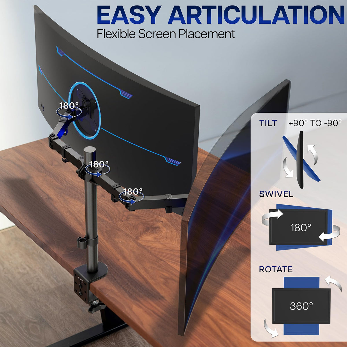 VIVO Dual Ultrawide Monitor Desk Mount Black Heavy Duty Adjustable DEMO