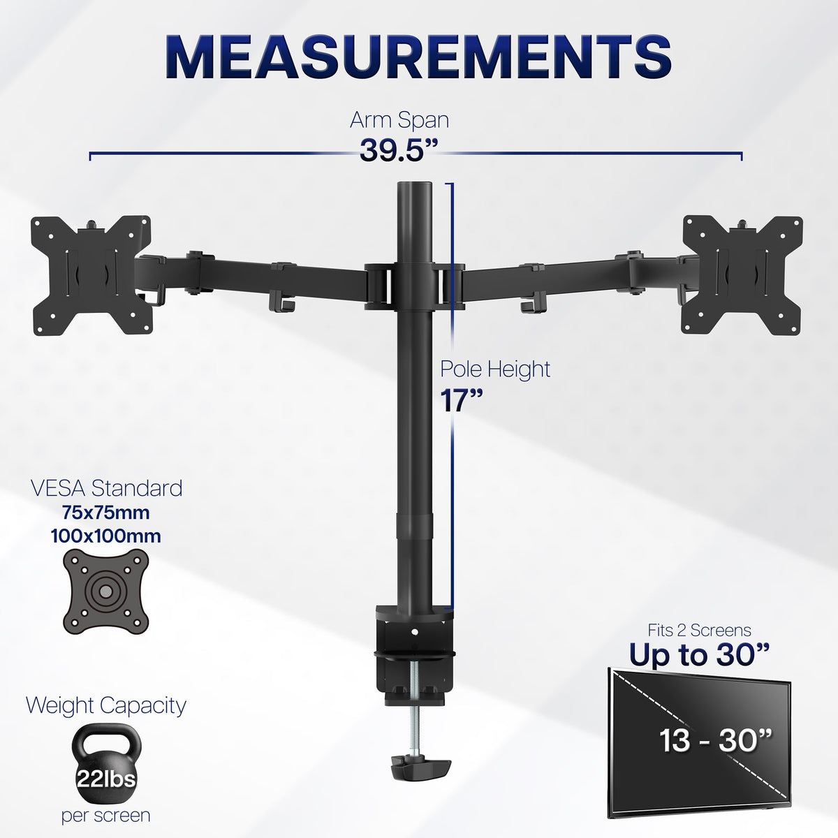VIVO Dual Ultrawide Monitor Desk Mount Black Heavy Duty Adjustable DEMO