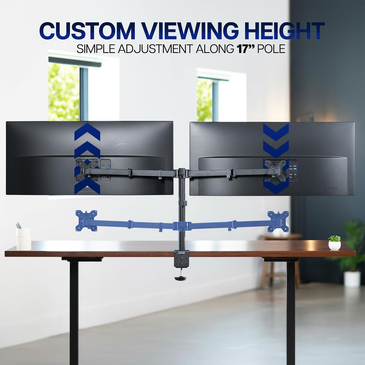 VIVO Dual Ultrawide Monitor Desk Mount Black Heavy Duty Adjustable DEMO