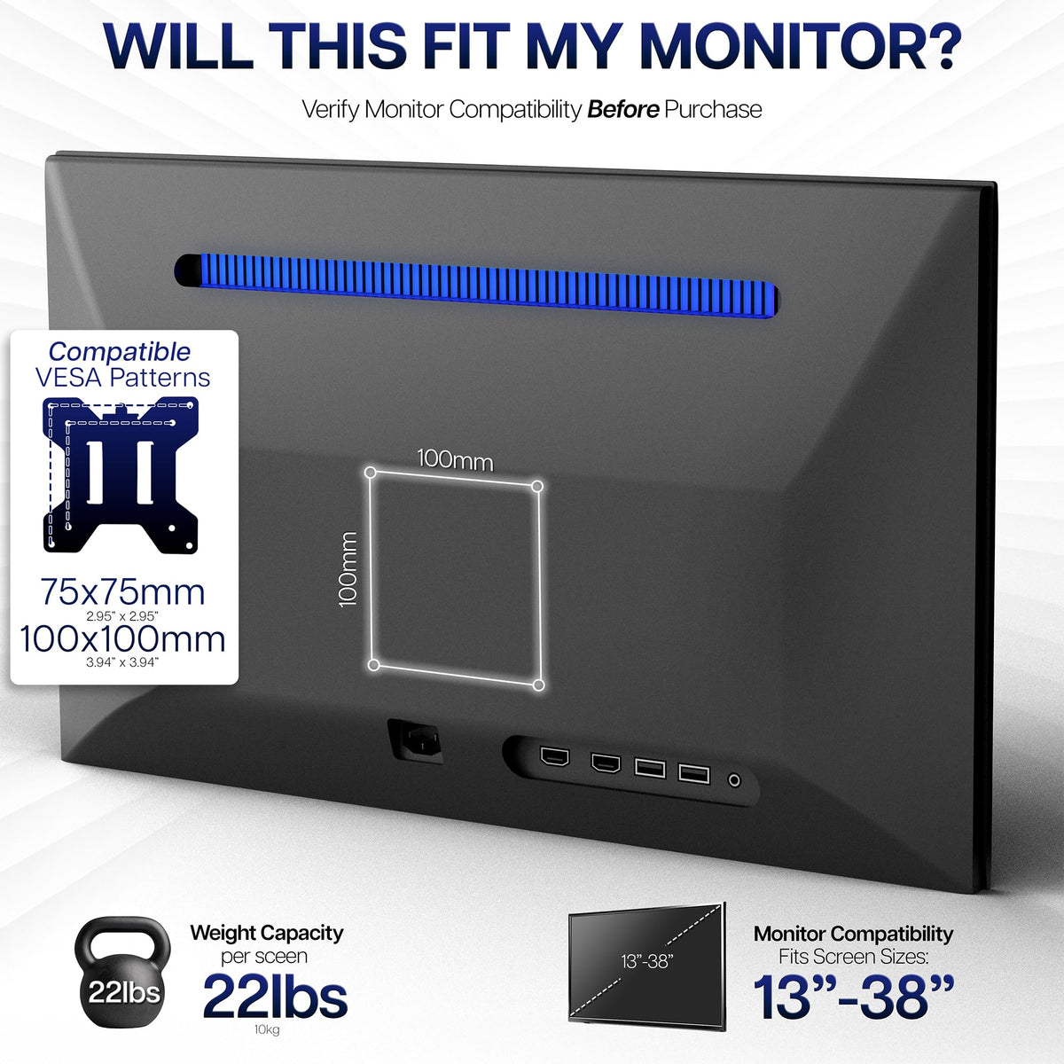 VIVO Dual Ultrawide Monitor Desk Mount Black Heavy Duty Adjustable DEMO