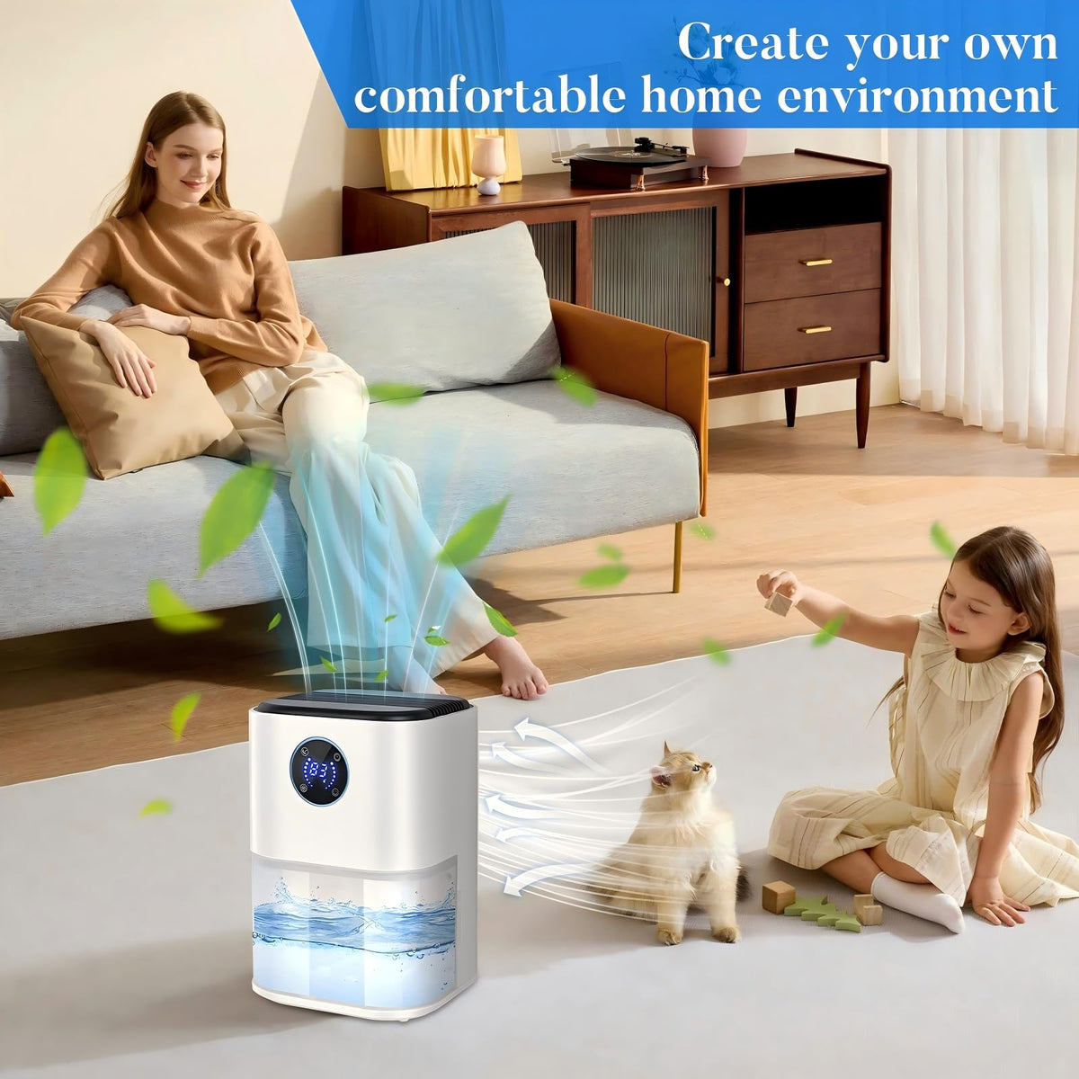NISQIEY 2000ML White Dehumidifier for Room Damp Air Purifier DEMO